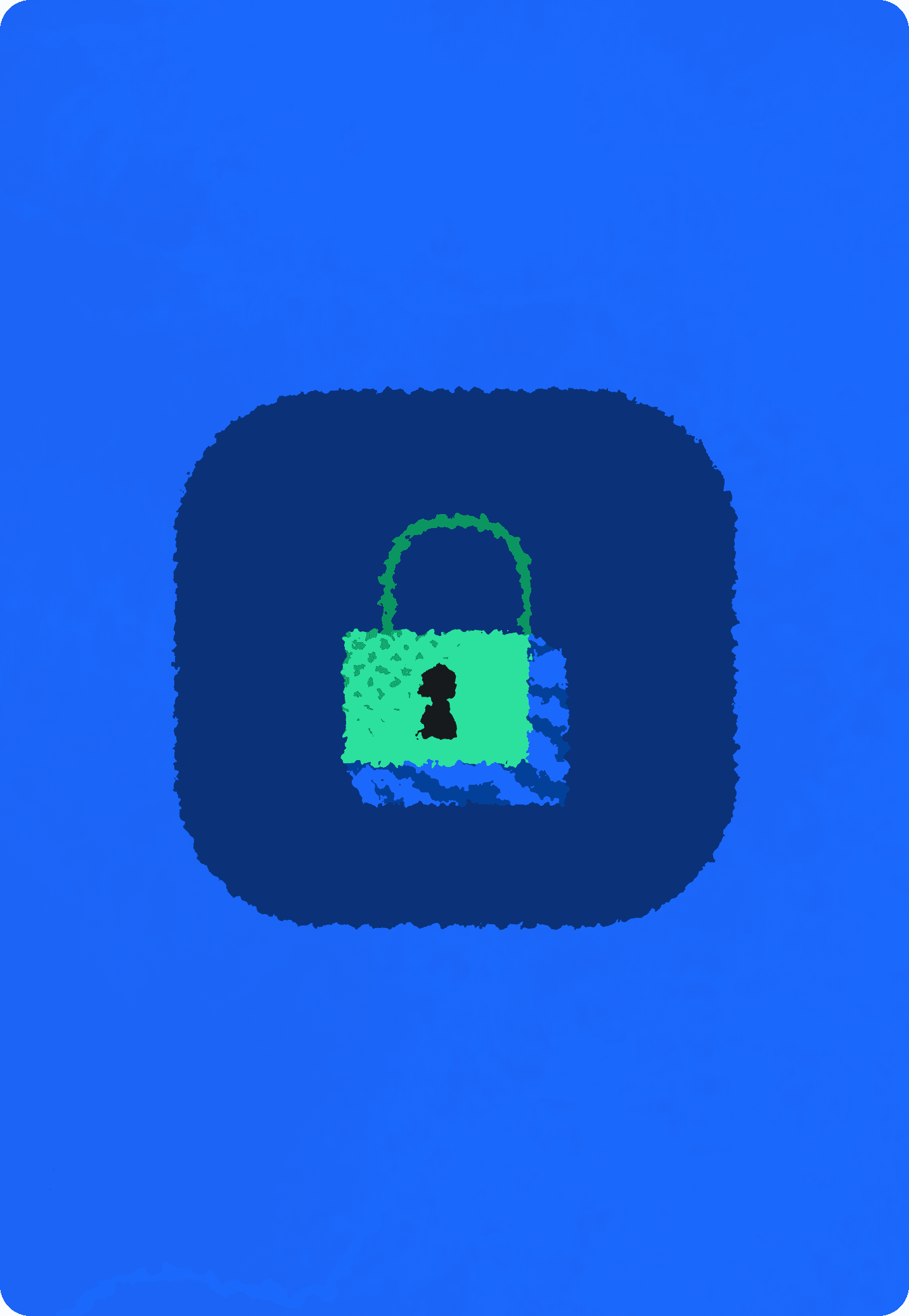 green padlock on a blue background