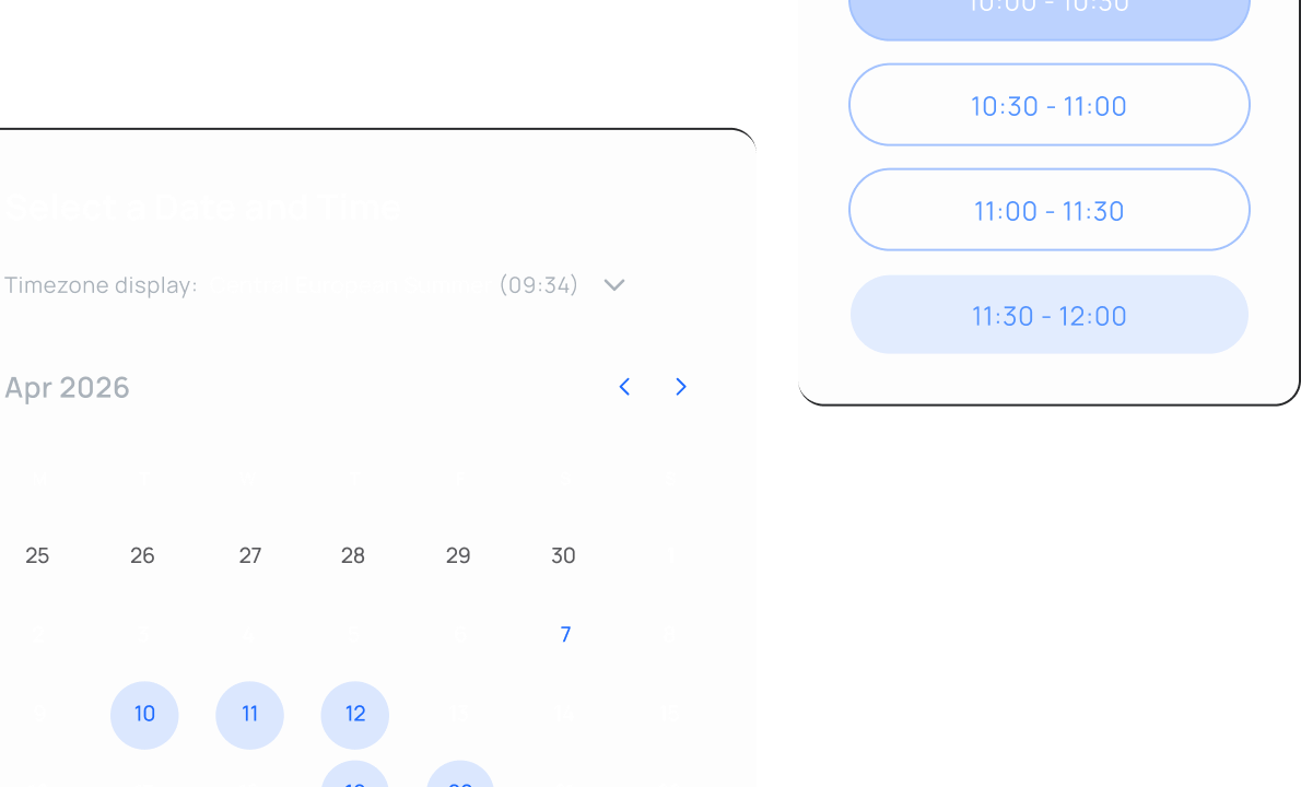 Scheduling links calendar interface